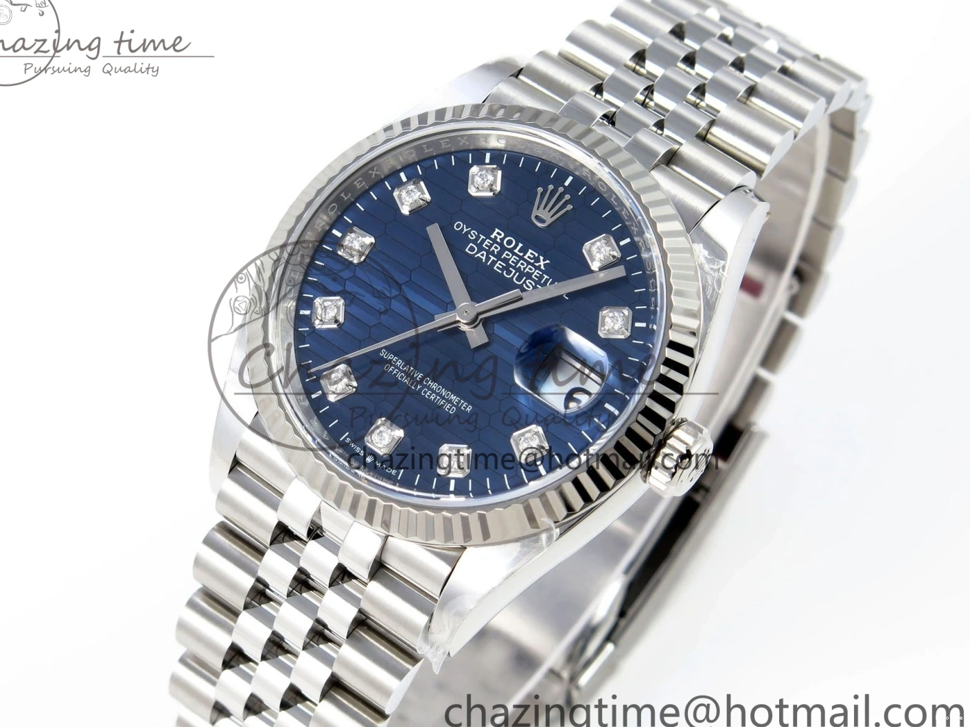 MiroTime 0424 FastDry DateJust 36 126234 Clean 1:1 Best Edition 904L Steel Blue Textured Diamonds Dial on Jubilee Bracelet VR 1967